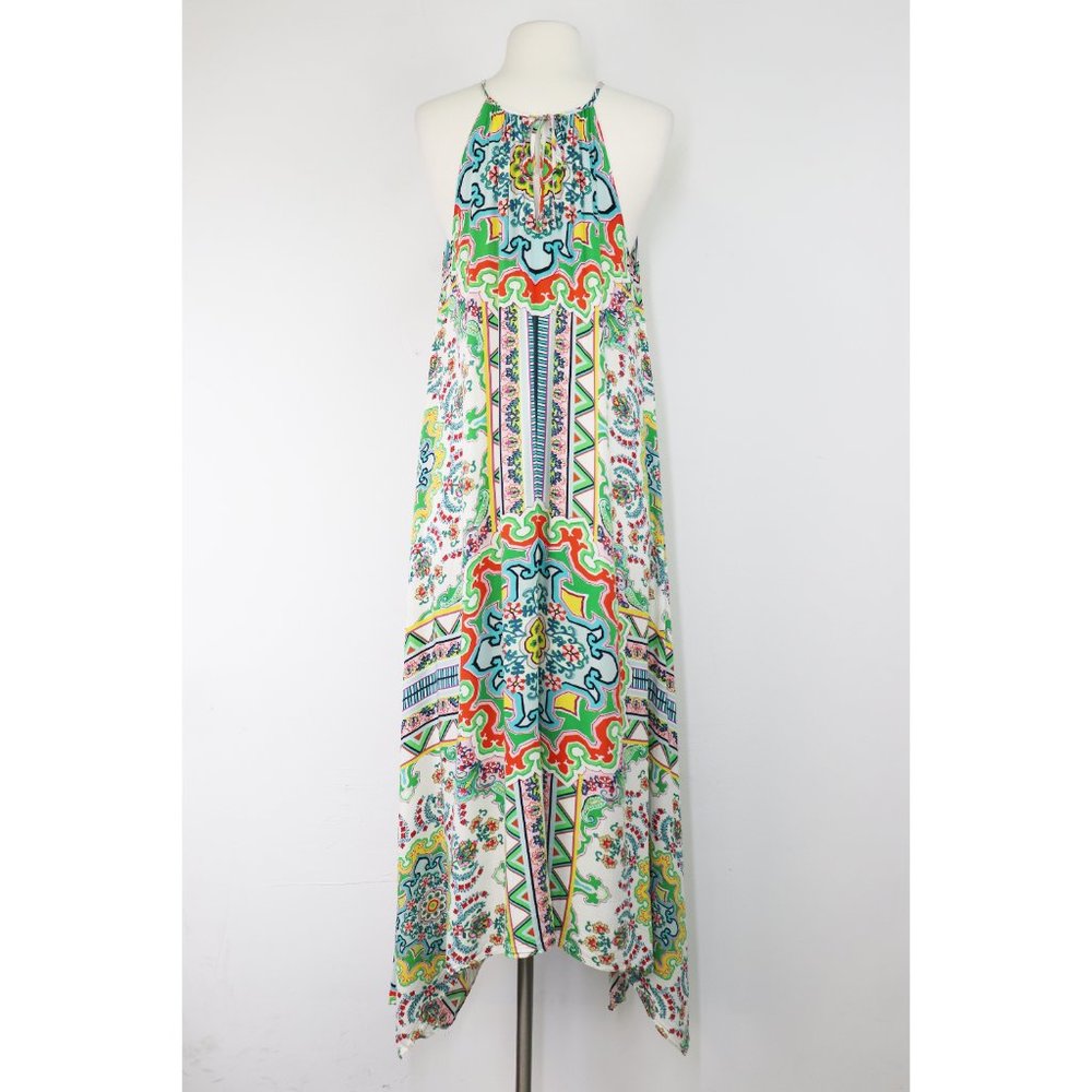 Anthropologie Ella Halter Maxi Dress Tunic Sleeveless Handkerchief Hem XS Small - Picture 8 of 9